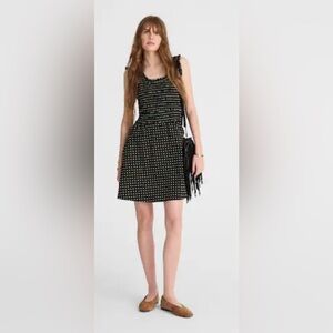 Madewell Black Sleeveless Dress with White Dots